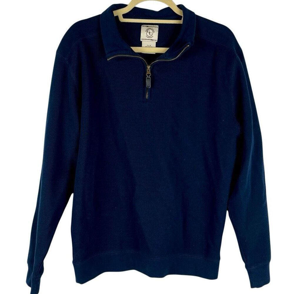 Gunnison Creek Outfitters Mens 1/4 Zip Ribbed Knit Pullover XL Navy Blue Medium